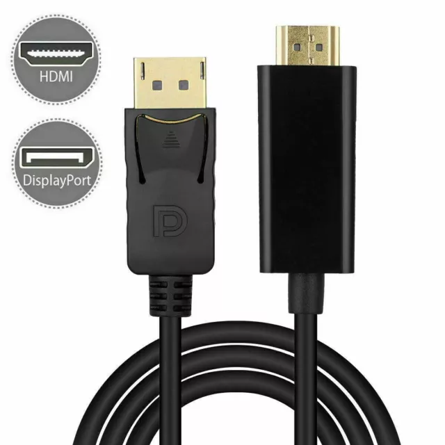 4K DP Display Port to HDMI Cable 60Hz 2160P 25.92Gbps HDR Audio Video Adapter PC