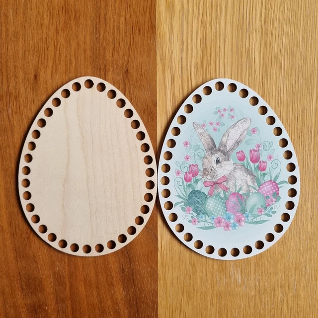 Base de madera de Pascua con imagen impresa para manualidades, cesta de ganchillo, macramé/nuevo