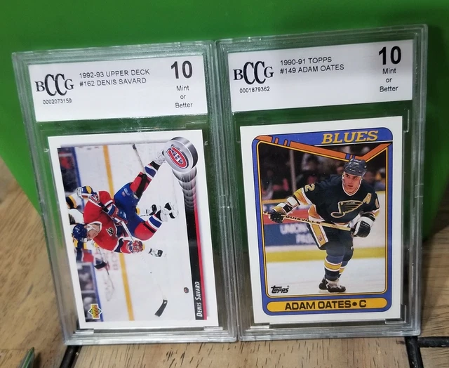 1990-91 Topps ADAM OATES #149 & 1992-93 DENIS SAVARD BCCG 10 Mint or Better #162
