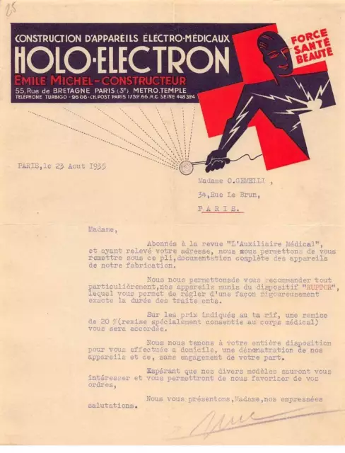 Facture.AM19843.Paris.1935.Holo Electron.Emile Michel.Construction d'appareil