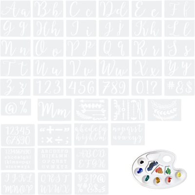 AILANDA 40 Pezzi Stencil Lettere Alfabeto Numero Stencil in Plastica per Bambini/Stencil Riutilizzabili/Stencil per Scrapbooking/Disegno Graffiti/Decorazione Parete 
