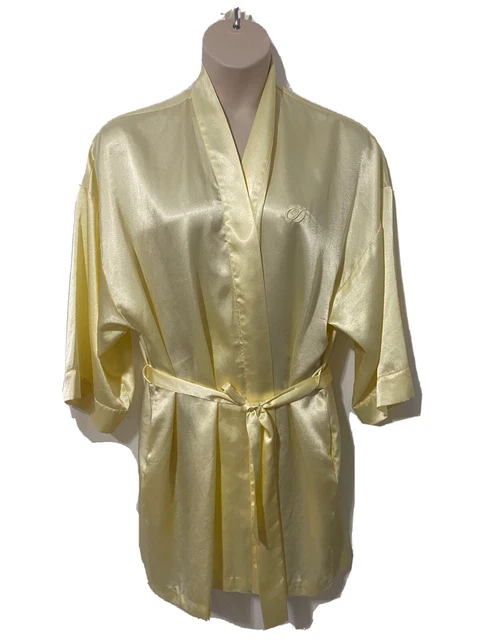 Vintage Christian Dior Womans  Satin Lounge Wear Robe Lingerie Belted Size Large