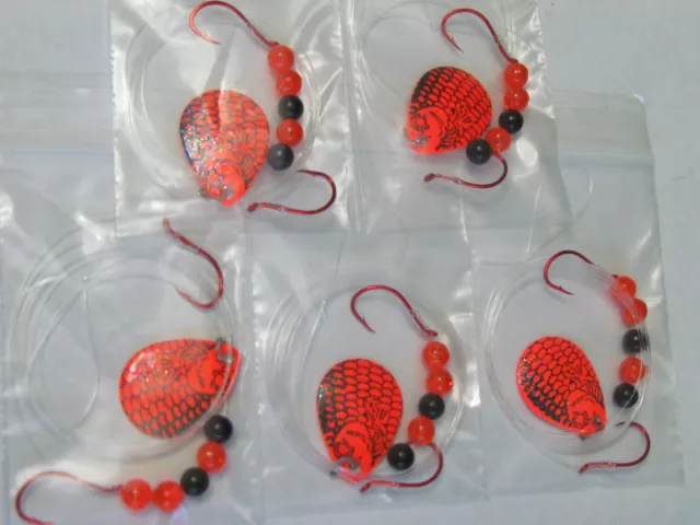 5 Spinner Rigs Leech Minnow Crawler Harness Walleye, Bass, Pike Colorado Blades