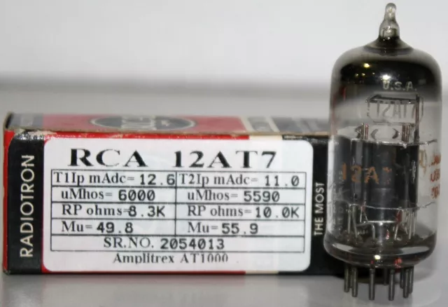 12AT7 RCA D Getter fabriqué aux États-Unis Amplitrex AT1000 Testé Qté 1Pc