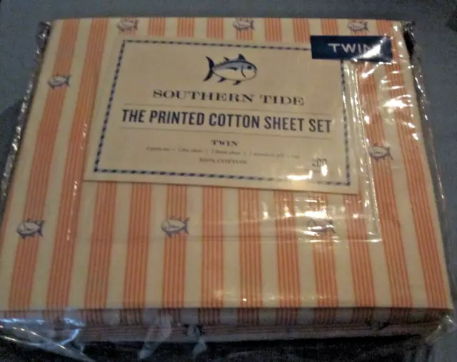 Juego de sábanas de algodón impresas Southern Tide The en banda jack de salto - talla doble - nuevo con etiquetas