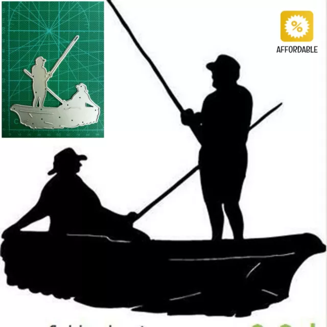 Metal Cutting Dies Men Fishing On Board Scrapbooking Embossing Card Decorations