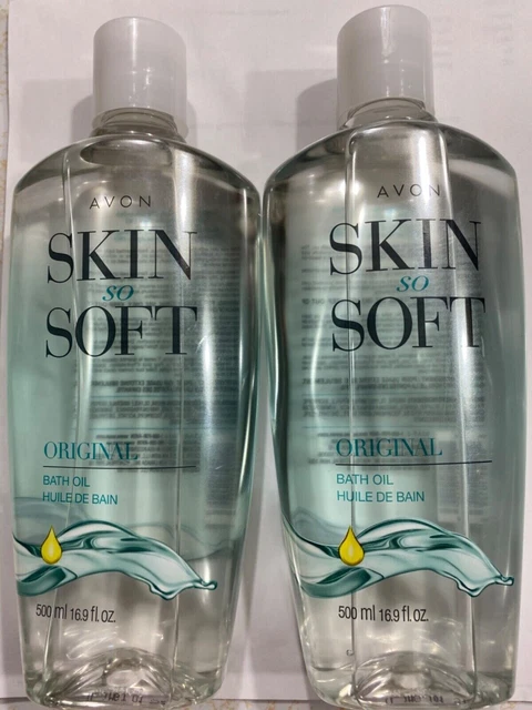Avon~Lote de 2~Aceite de baño original de piel tan suave con jojoba, 16,9 oz~Nuevo~Ideal para insectos