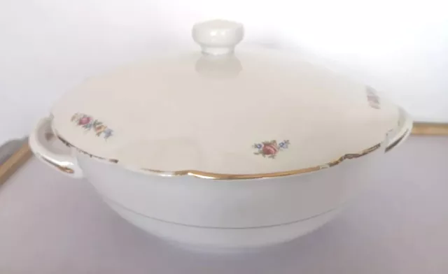 ZUPPIERA S. C. RICHARD  PORCELLANA BIANCA PROFILO ORO VINTAGE Coperchio floreale
