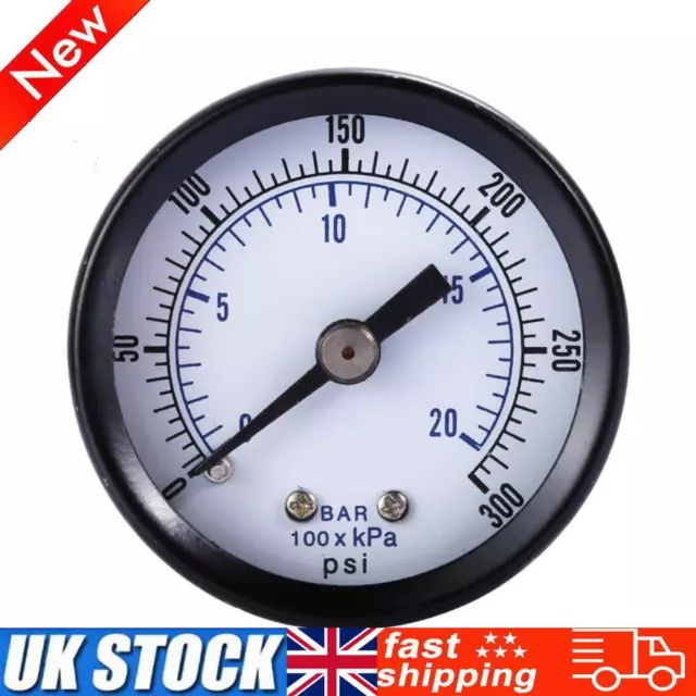 Double Scale Air Compressor Pressure Gauge 0-20Bar / 0-300 PSI Manometer