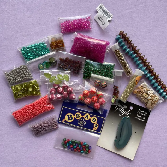 Small job lot of beads - glass beads, shell beads, UFO beads, seed beads - 240g