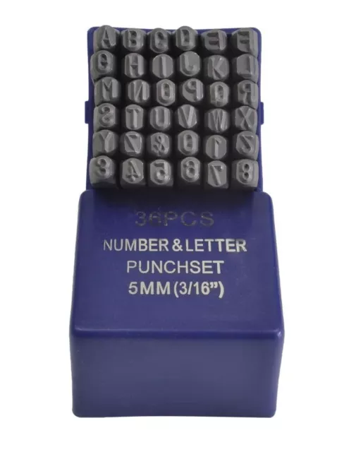 36pc x 5 mm or 3/16 Letter & number stamp punch (A-Z & 0-9)