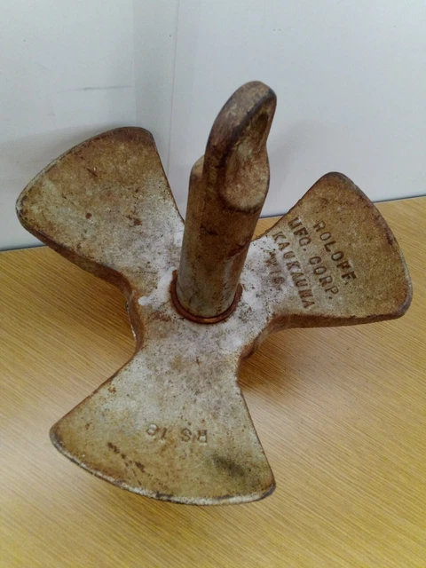 Vintage Roloff RS 18 Boat Anchor Cast Iron 17 Pound Kaukauma Wis.