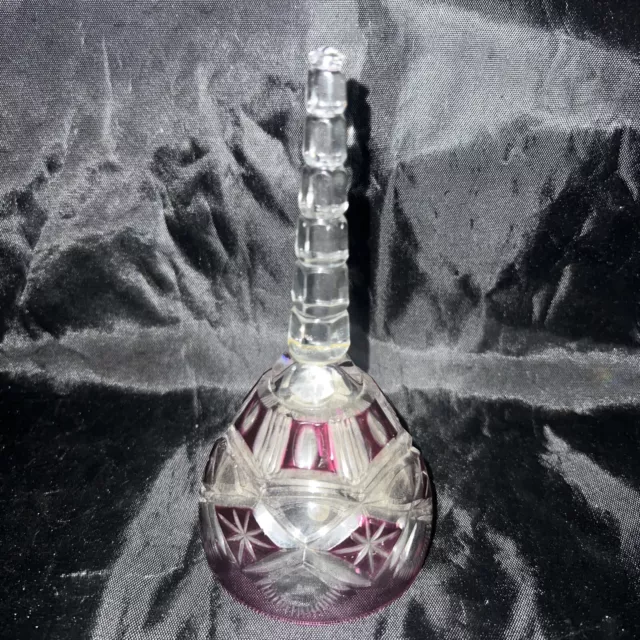 Val St Lambert Berncastel Cranberry Cased Cut Clear Crystal Dinner Bell