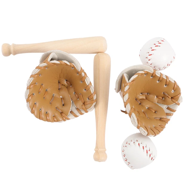 Bate de béisbol miniatura y guante 2 juegos raquetas regalo fiesta béisbol-