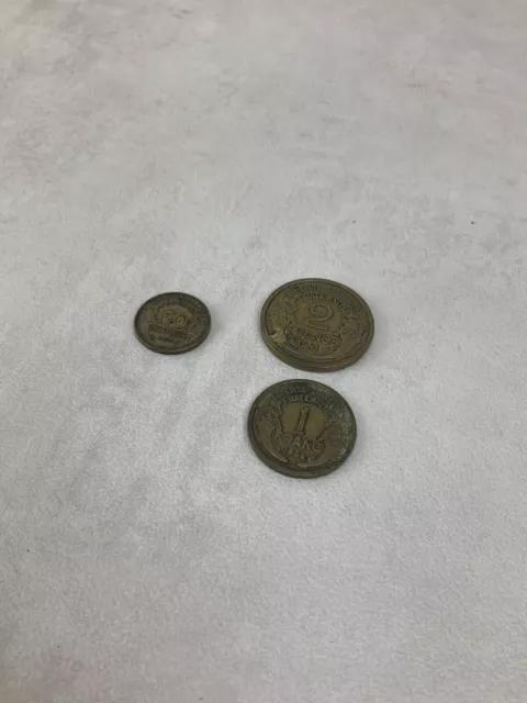 Lot de 3 pièces 1 franc 2 franc 50 centimes 1932 1938 1941 Morlon Français