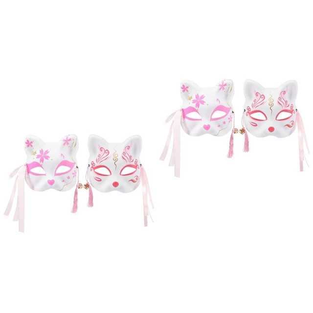 4 Pcs Cat Mask Half Face Kabuki Masks Japanese Cover for Costume Kitsune Prom