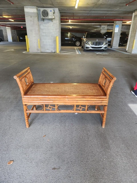 1970'S Ming Style Rattan Long Bench