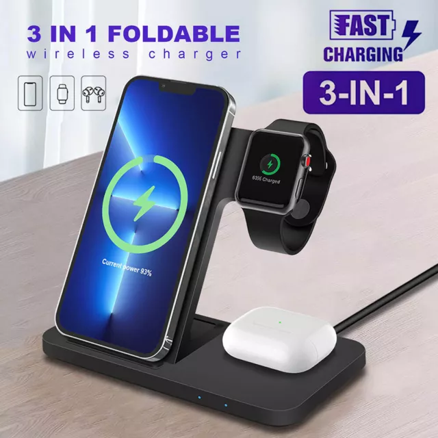 3 in 1 Wireless Charger Dock Charging Station For Apple Watch iPhone 13 12 11 XS