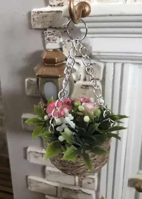 Dolls House 1/12 scale hanging flowers basket