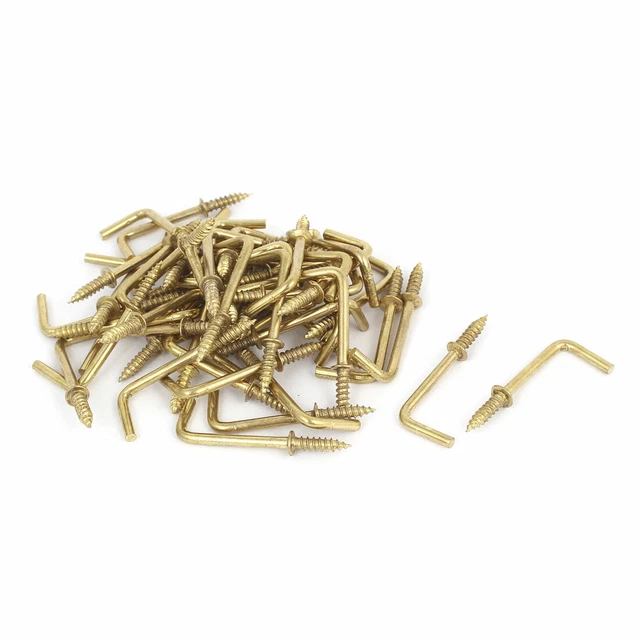 39mm x 14mm L Shaped Shoulder Screw Dresser Dress Cup Hook Hanging Hanger 50PCS