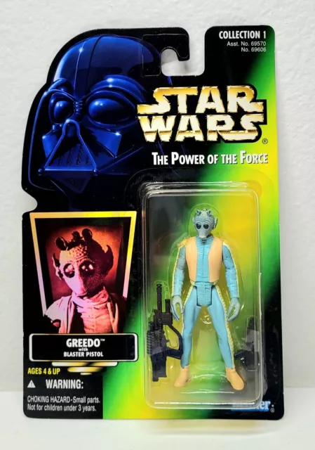 Figura de acción Star Wars GREEDO 3,75" POTF holograma Kenner 1996 colección 1