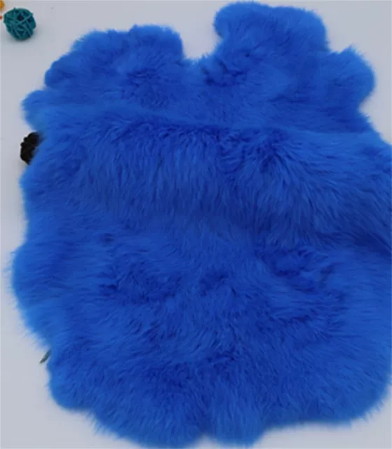 2x High Quality BLUE Dyed Rabbit Skin Pelt Real Fur Animal Training Garments