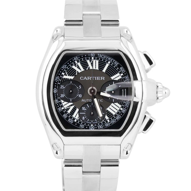 Cartier Roadster XL Stainless Steel BLACK Roman Watch 2618 PAPERS W62019X6 B+P Cartier Roadster XL Stainless Steel BLACK Roman Watch 2618 PAPERS W62019X6 B+P