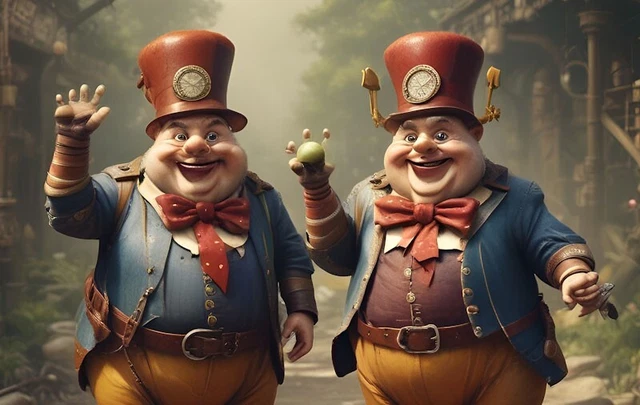 TWEEDLEDEE AND TWEEDLEDUM Alice In Wonderland Inspired Picture £1.50