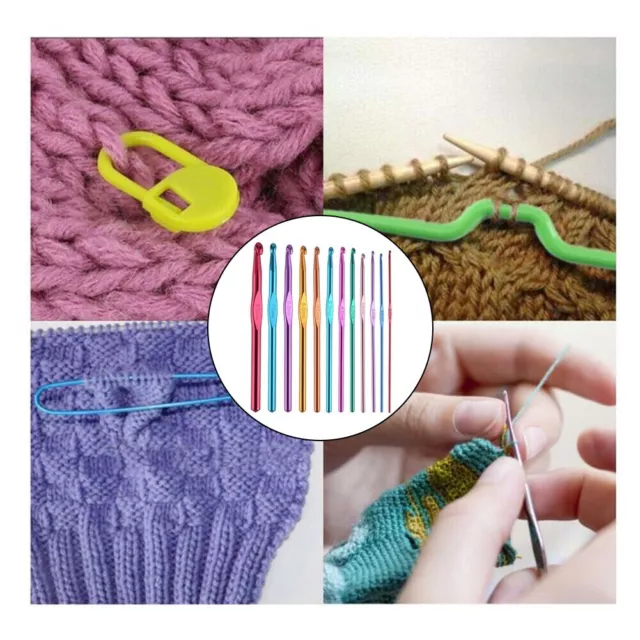 Ensemble de tricot aiguille ergonomique 12 pièces poignée métallique crochet