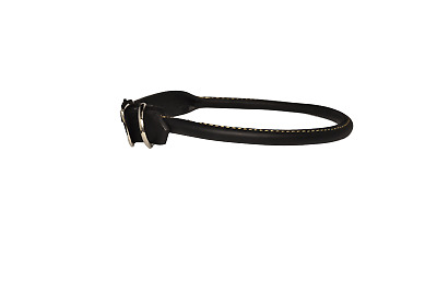Rolled Leather Dog Collar Black 18" Nickel Hardware Usa