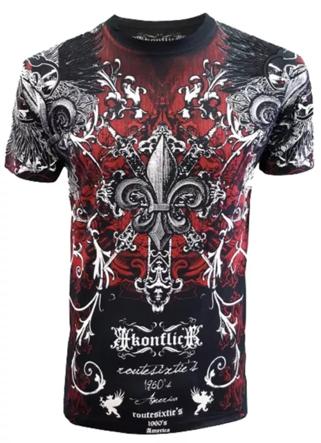 Konflic [Crosses Forever] T-Shirt Mma Ufc Rocker Biker Tattoo Ink Harley Tribal