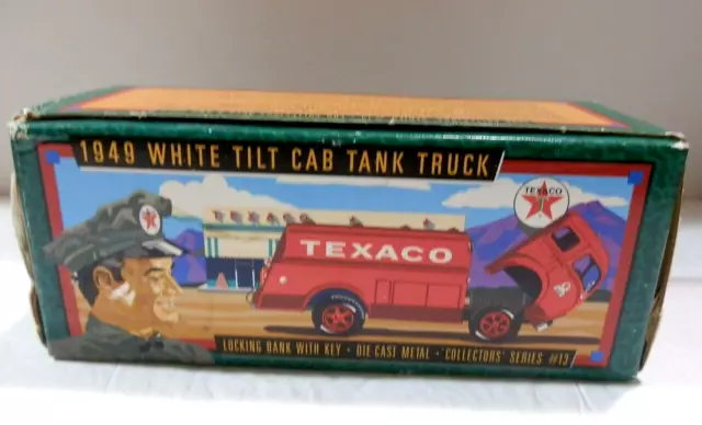 1996 Ertl Texaco 1949 White Tilt Cab Tank Truck Bank