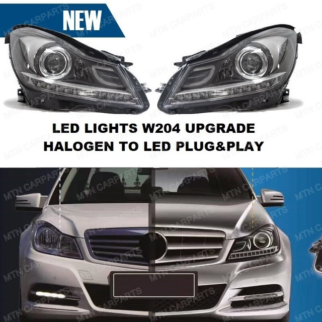 LED HEADLAMPS HEADLIGHTS for Mercedes Benz C Class W204 Upgrade Halogen