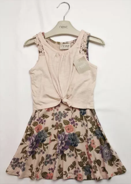 Girls Clothes NEXT Floral 2 Piece Summer Sless Dress & Vest Top 3 Years BNWT