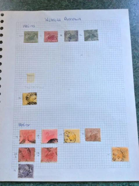 Western Australia Stamps Small Selection Of 13 Hinged To Stock Sheet Used