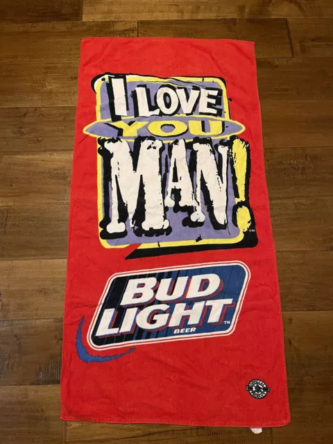 I LOVE YOU MAN Bud Light Beer Anheuser Busch Official Beach Bath Towel 56x28