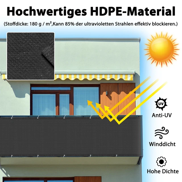Balkonabdeckung 130x1000 Cm Als Wind- Und Sichtschutz – Einfach Montierbar, UV-beständig & In Hellgrau | Für Gartenzaun, Terrasse, Pool