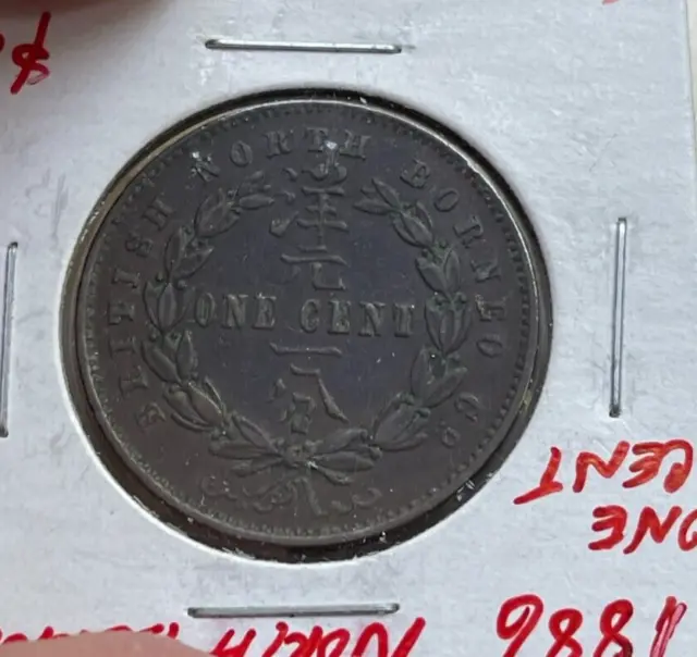 1886 British North Borneo 1 One Cent  bg
