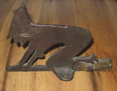 *DAMAGED* Antique Rare Cast Iron Flying Witch Door Stop Boot Scraper Albany NY