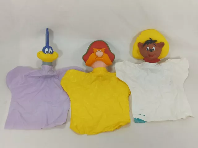 Vintage LOONEY TUNES Hand Puppets Yosemite Sam, Roadrunner & Speedy Gonzalez