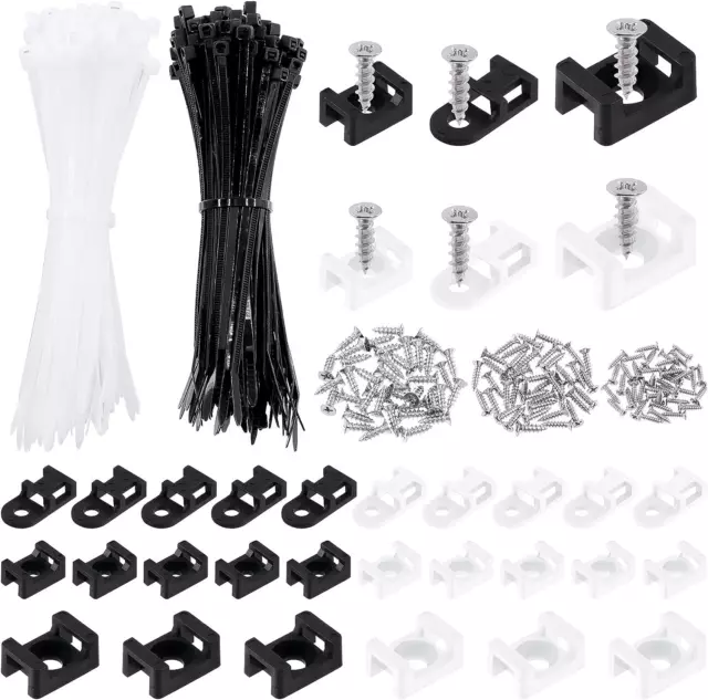 480Pcs Black + White Self-Locking Cable Zip Tie (150X4Mm) and 3Mm 4Mm 6Mm Saddle 2