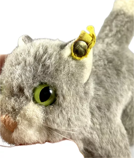 Steiff Vintage Mini Plush Kitty Cat Gray & White All ID Cute 3.5” 1495/10 1977