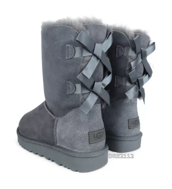 UGG Bailey Bow II Grey Suede Fur Boots Womens Size 11 *NIB*