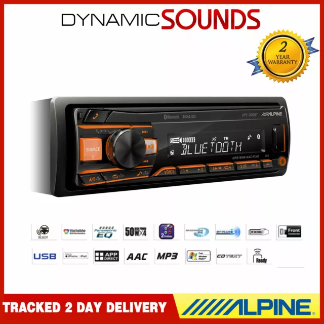 ALPINE CAR/Van Bluetooth USB Stereo iPhone Android Ready Mechless Aux  UTE200BT