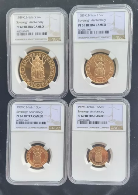 1989 graded four coin Anniversary Tudor set coins (All PF69)