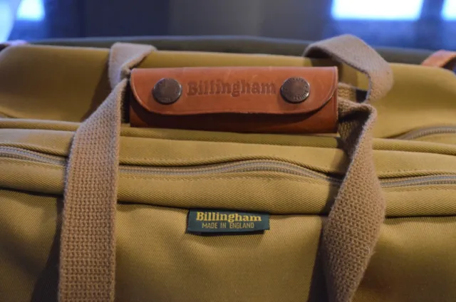 Billingham 225 Camera Bag - khaki and tan leather -  in great condition