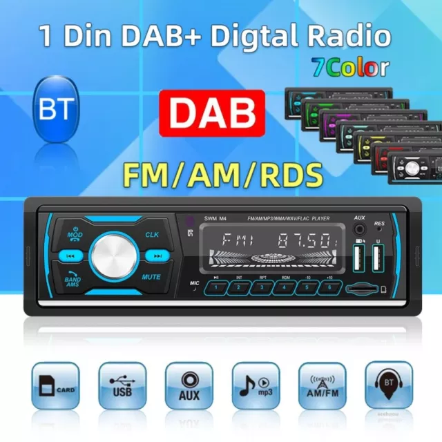 DAB+ FM AM RDS Car Radio Stereo Bluetooth MP3 Player 2 USB TF AUX 1DIN Head Unit