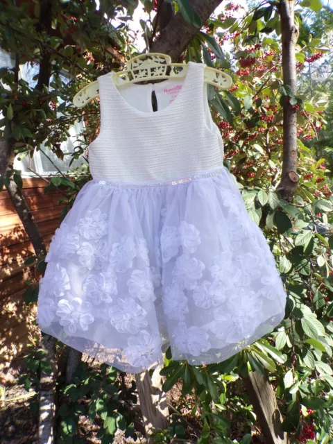 Easter dress Nanette Baby silver & white sequins rosettes tulle 12mo