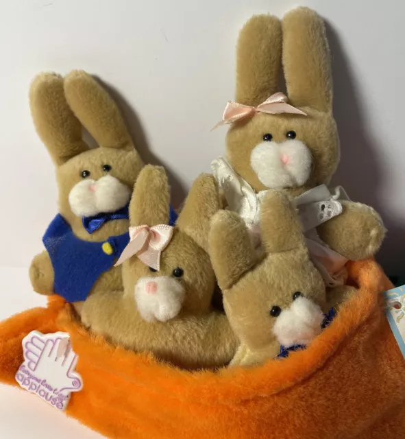 Vintage Applause Plush The Montgomery’s Bunny Family w/Carrot Touch of Spring 2