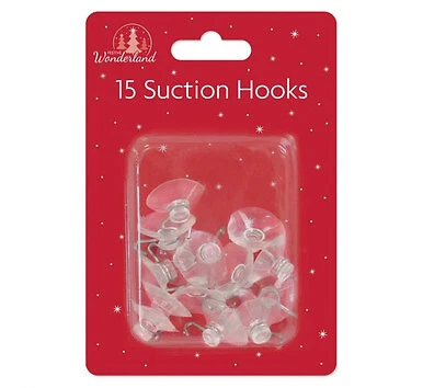 Small Clear Suction Hooks 15 Pack by Tallon